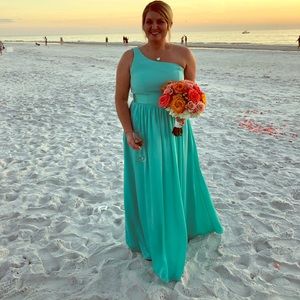 David’s Bridal Spa One shoulder bridesmaid dress